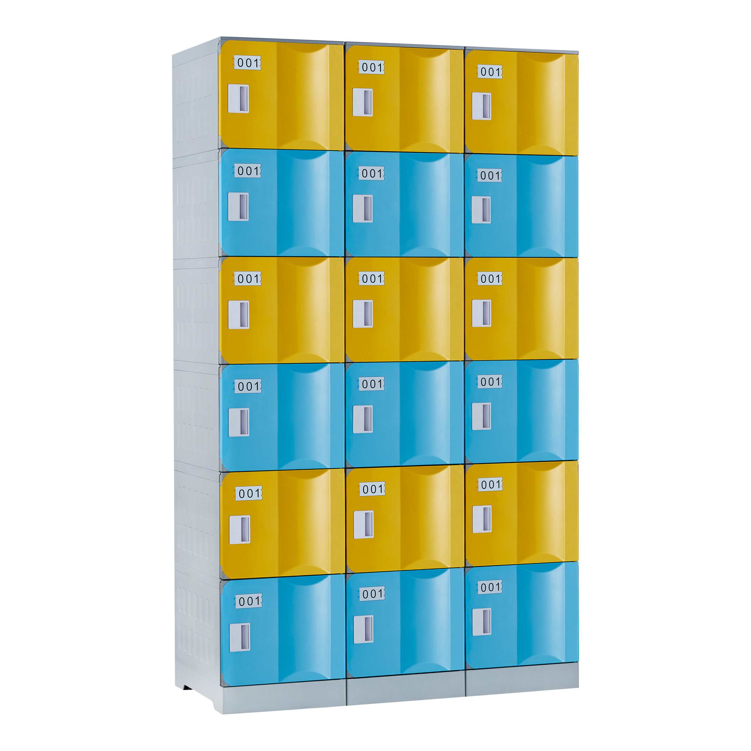 ABSPL61940B3_ABS Plastic Locker - 6 Door - Bank of 3_1940Hx1146Wx500D_Combo_Angle